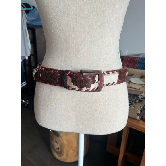 Gap Genuine Cowhide Hair Western Cowboy Style Pony Fur Cow Leather Belt Size M - Picture 2 of 16
